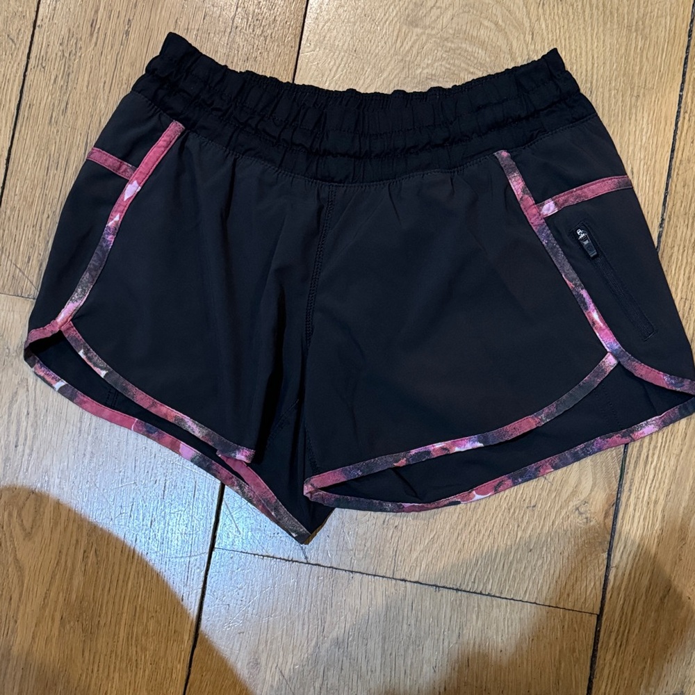 lululemon athletica Black and Pink Trim Athletic Shorts